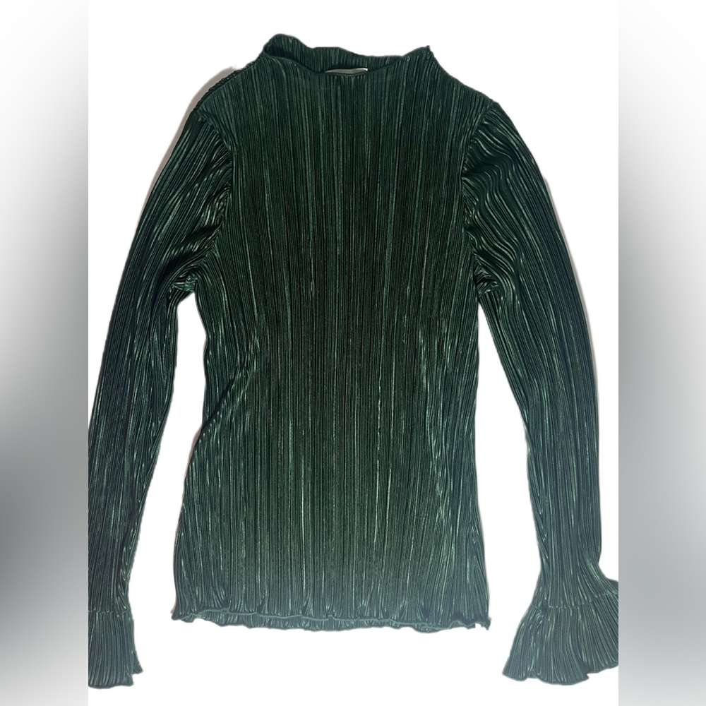 Chenault Green Ribbed Long Sleeve Top Blouse Women’s Size Medium NWT Pullover